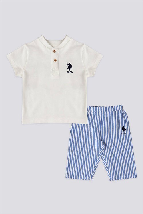 U.S. Polo Assn Lisanslı Striped Pants Mavi Erkek Bebek Takımı