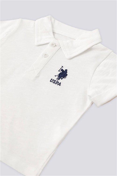 U.S. Polo Assn Lisanslı Button Beyaz Erkek Bebek Takımı