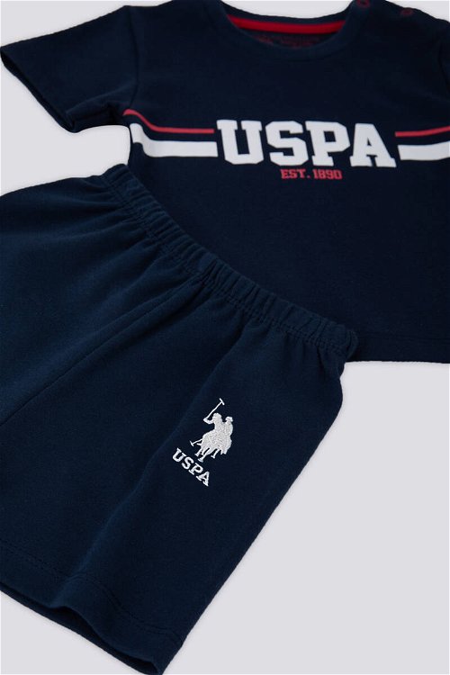 U.S. Polo Assn Stripe Lacivert Bebek Tshirt Takım