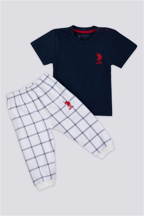 U.S. Polo Assn Square Pattern Lacivert Bebek Tshirt Takım