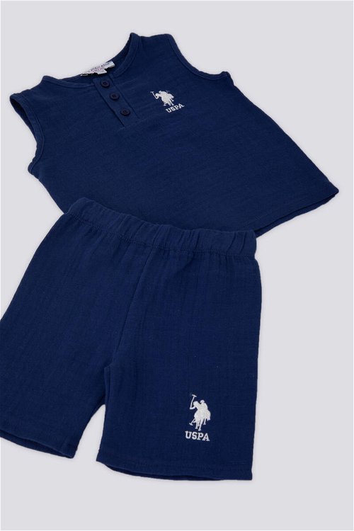 U.S. Polo Assn Blue Lacivert Bebek Sıfır Kol Tshirt Takım