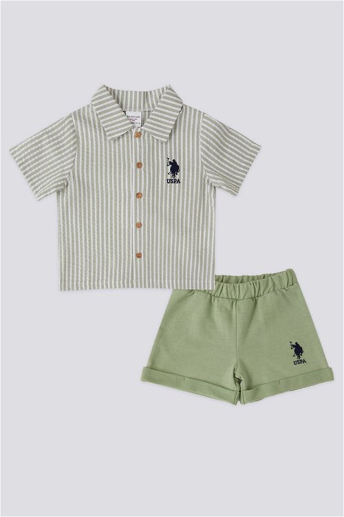 U.S. Polo Assn Lisanslı Short Shirt Yeşil Erkek Bebek Takımı