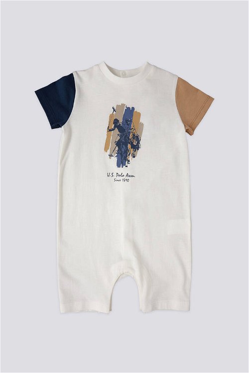 U.S. Polo Assn Lisanslı Colour Krem Erkek Bebek Tulum