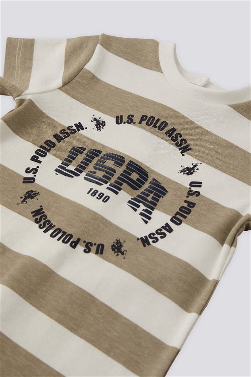 U.S. Polo Assn Lisanslı Brand Krem Erkek Bebek Tulum