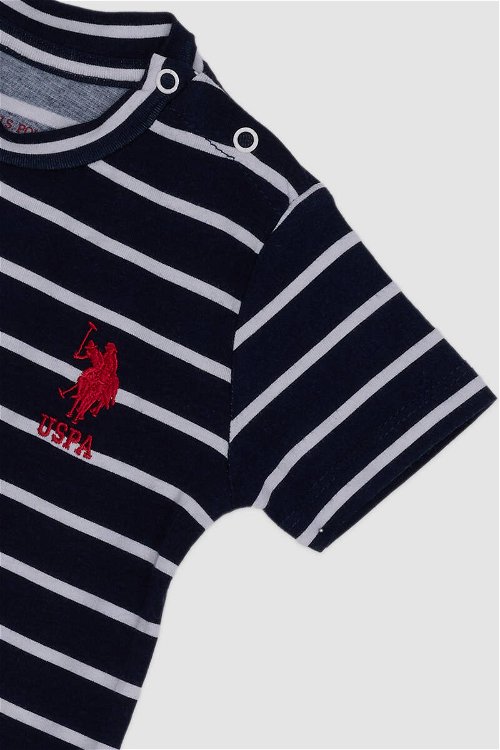 U.S. Polo Assn Lisanslı Striped Overalls Lacivert Erkek Bebek Takımı