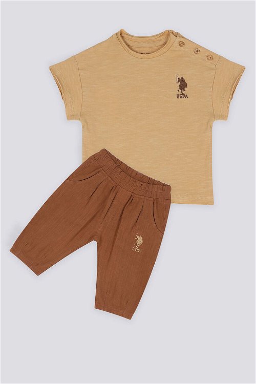 U.S. Polo Assn The Elegance Of Khaki Kahve Erkek Bebek Tshirt Pantolon Takım