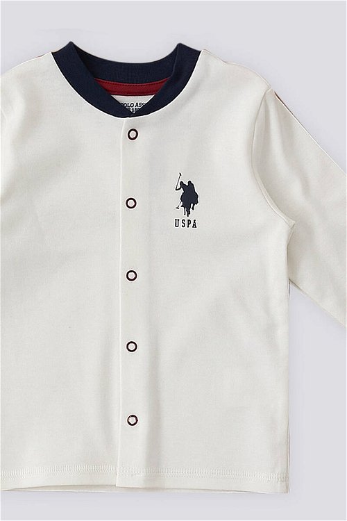 U.S. Polo Assn Krem Çıtçıtlı Uspa Desen Bebek 3'Lü Takım