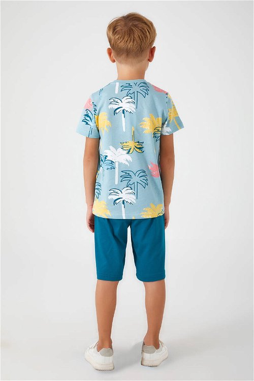 Rolypoly Palm Tree Mavi Erkek Çocuk Bermuda Takım