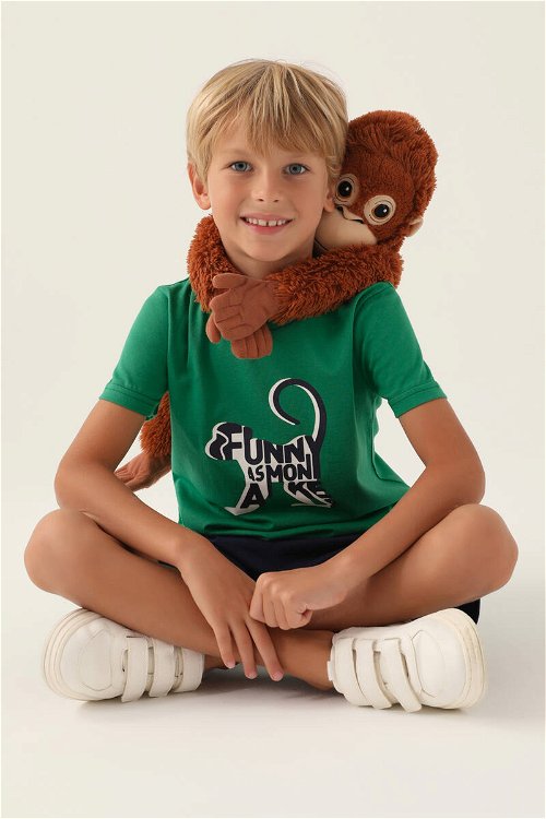 RolyPoly Funny As Monkey Yeşil Erkek Çocuk Bermuda Takım