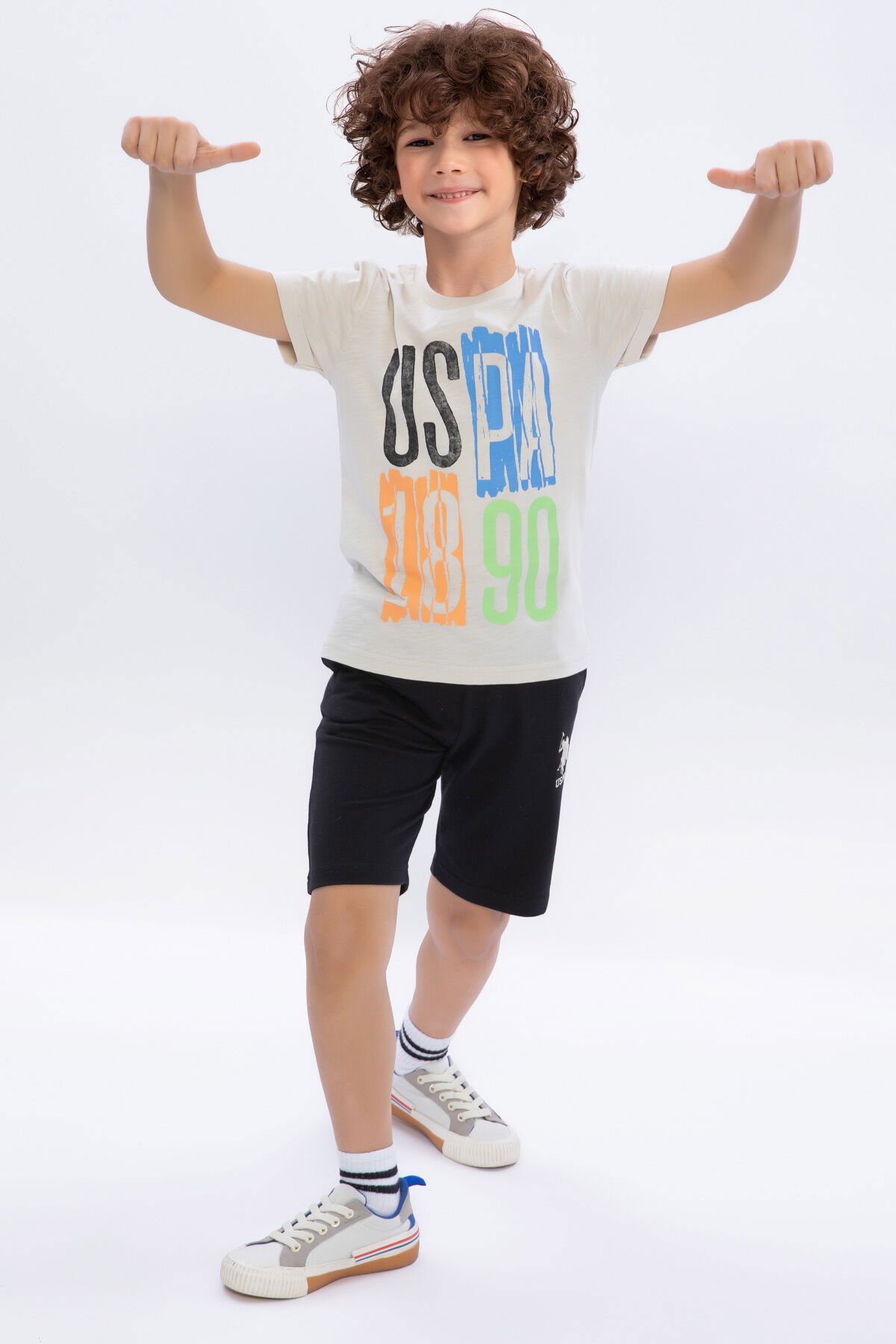 U.S. Polo Assn - U.S. Polo Assn Kids Erkek Çocuk Bej Bermuda Takım