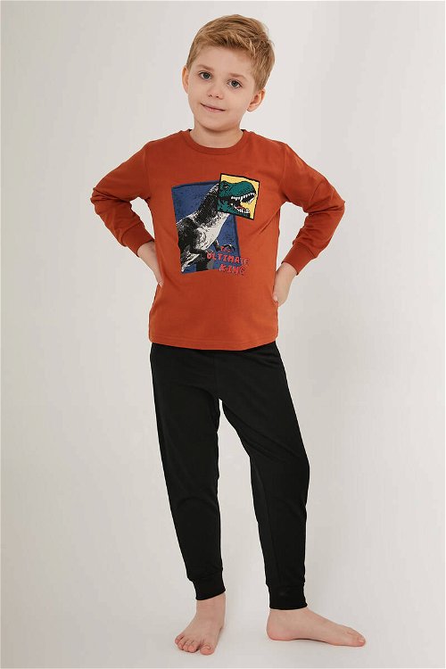Rolypoly The Ultimate King Kahverengi Erkek Çocuk Uzun Kol Pijama Takım