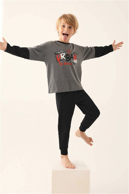 Rolypoly New York Lacivert Erkek Çocuk Uzun Kol Pijama Takım