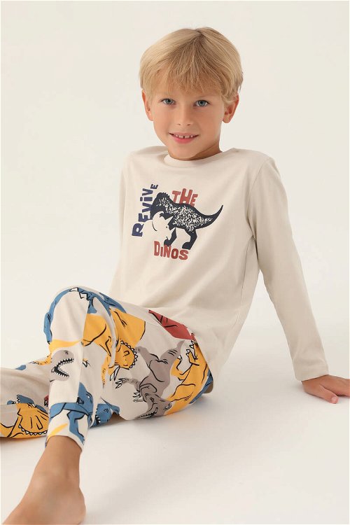 RolyPoly Revive Bej Erkek Çocuk Pijama Takımı