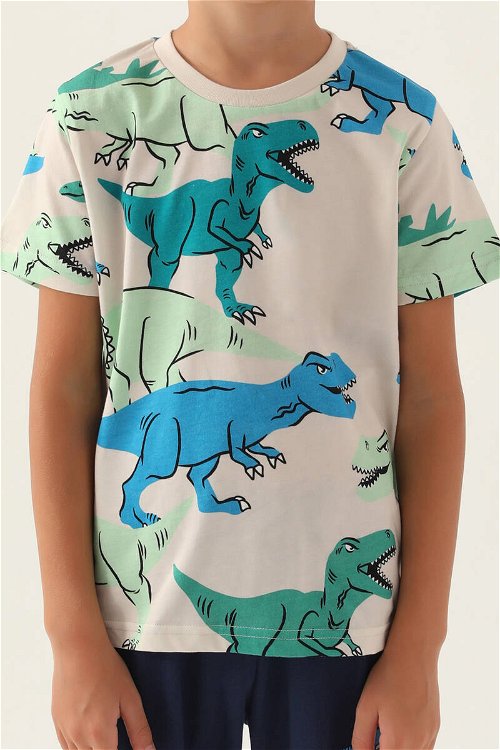 RolyPoly Dinosaur Bej Erkek Çocuk Pijama Takımı