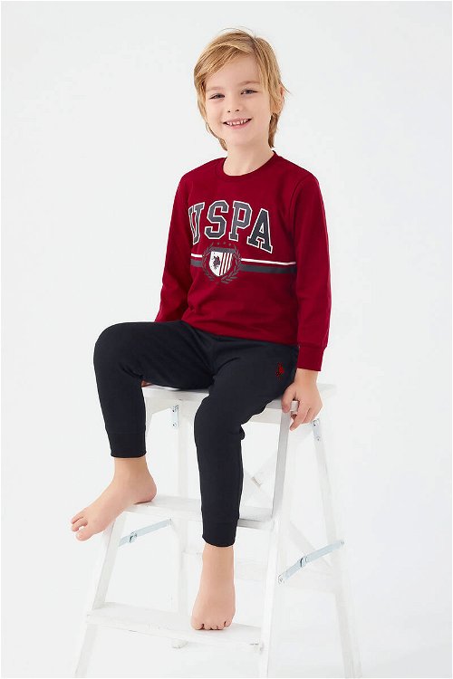 U.S. Polo Assn Bordo Erkek Çocuk Pijama Takım