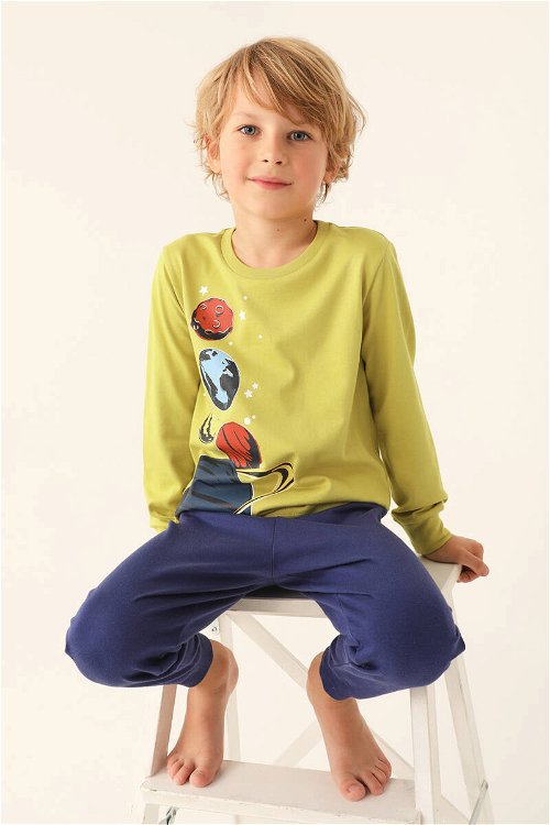 Rolypoly Planet Lacivert Erkek Çocuk Uzun Kol Pijama Takım