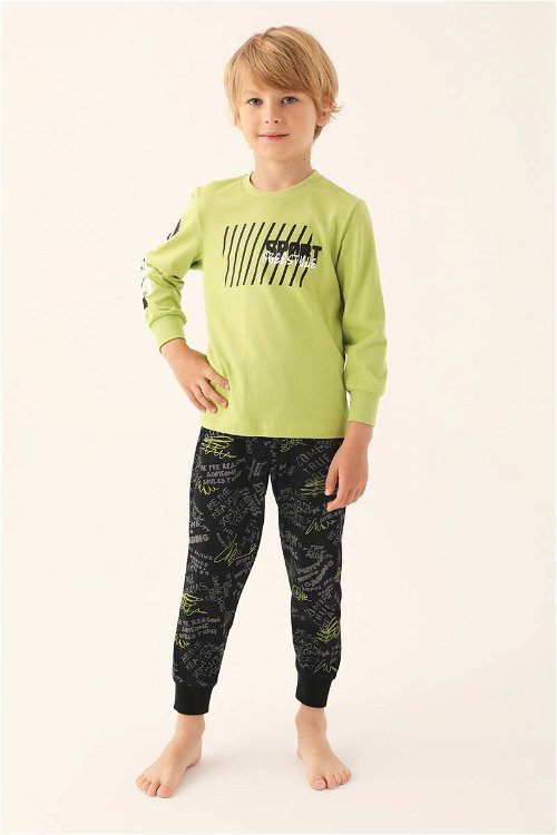 Rolypoly Fıstık Yeşil Erkek Çocuk Uzun Kol Pijama Takım
