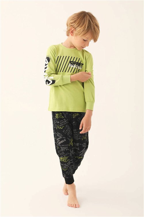 Rolypoly Fıstık Yeşil Erkek Çocuk Uzun Kol Pijama Takım