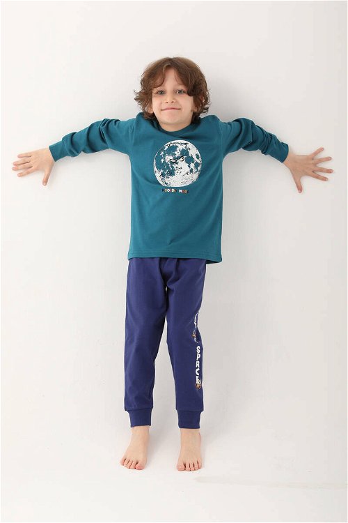 Rolypoly Koyu Ördek Yeşili Erkek Çocuk Uzun Kol Pijama Takım