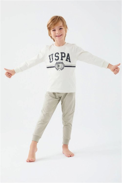 U.S. Polo Assn Bej Erkek Çocuk Pijama Takım