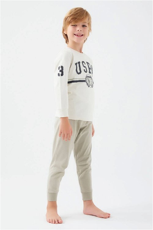 U.S. Polo Assn Bej Erkek Çocuk Pijama Takım