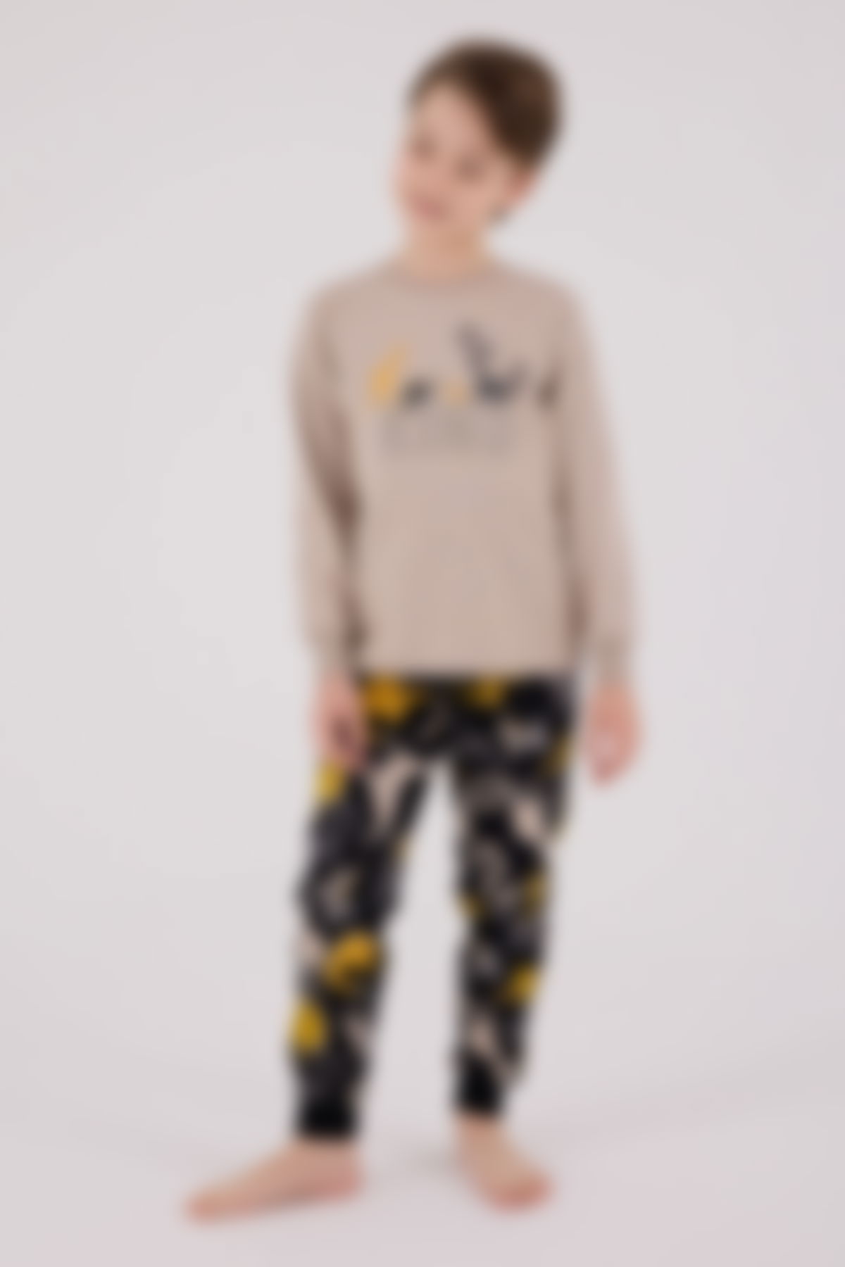 Rolypoly - Rolypoly Erkek Çocuk Kahverengi Pijama Takımı