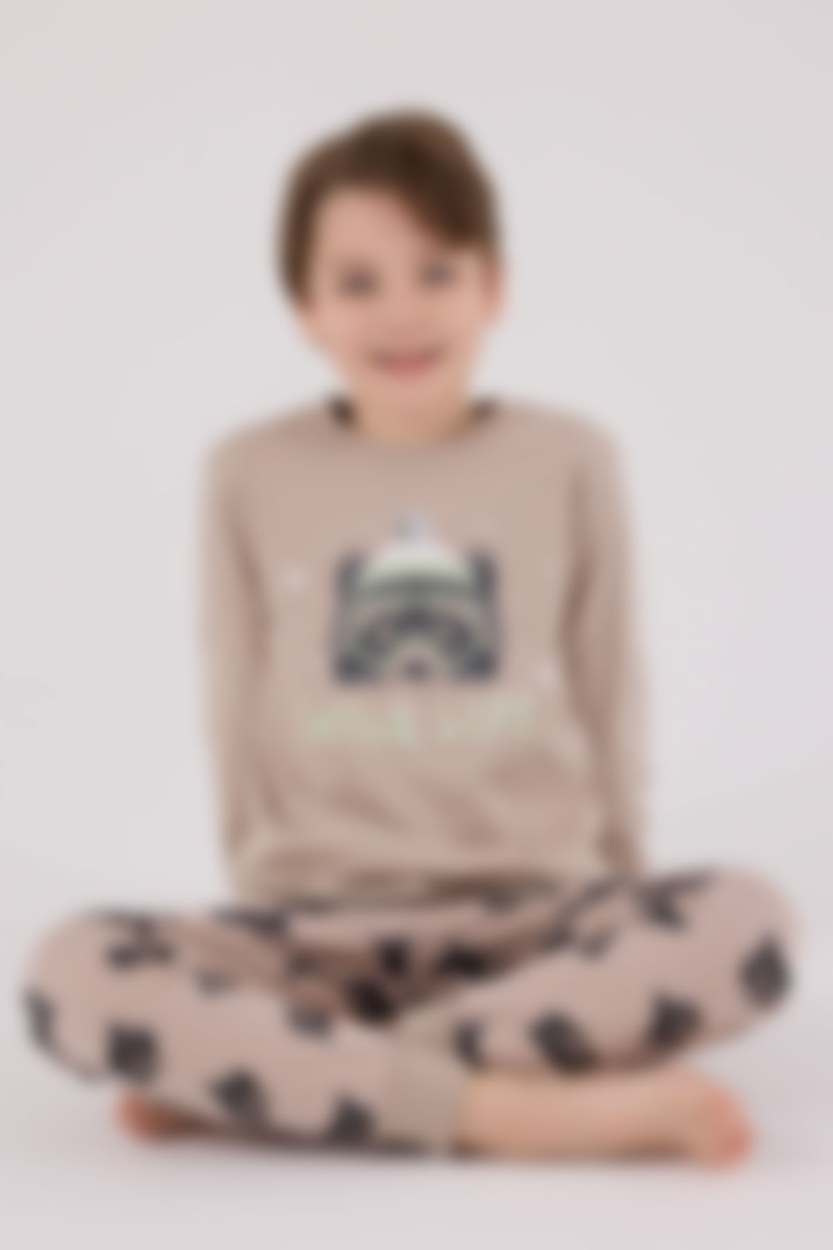 Rolypoly - Rolypoly Erkek Çocuk Kahverengi Pijama Takımı
