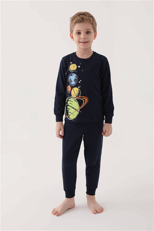 Rolypoly Planets Lacivert Erkek Çocuk Uzun Kol Pijama Takım
