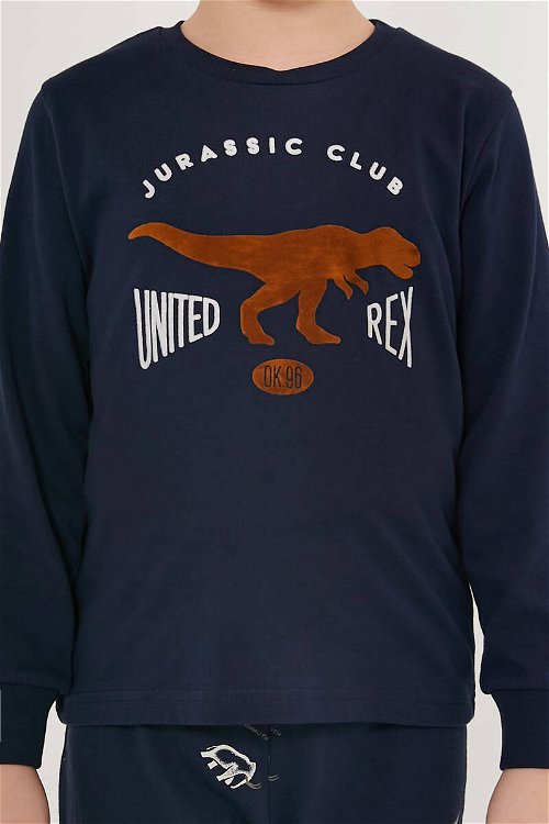 Rolypoly Jurassic Club Lacivert Erkek Çocuk Uzun Kol Pijama Takım