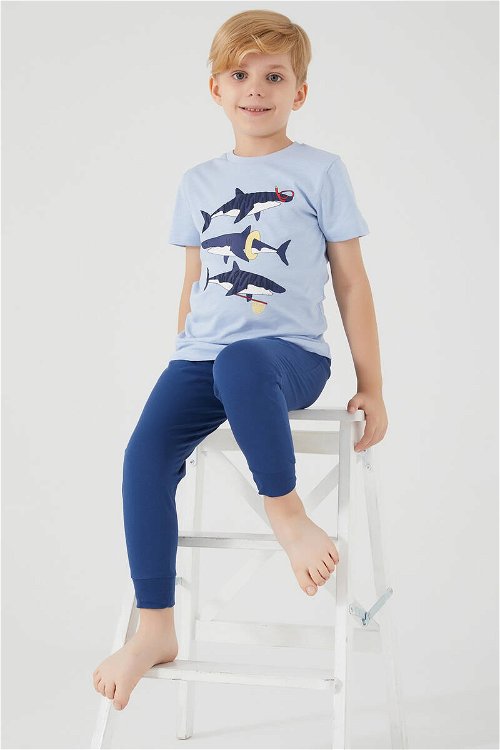 Rolypoly Shark Mavi Erkek Çocuk Kısa Kol Pijama Takım