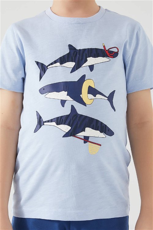 Rolypoly Shark Mavi Erkek Çocuk Kısa Kol Pijama Takım