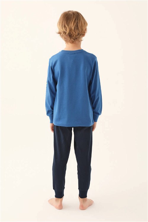 Rolypoly Saks Mavi Erkek Çocuk Uzun Kol Pijama Takım