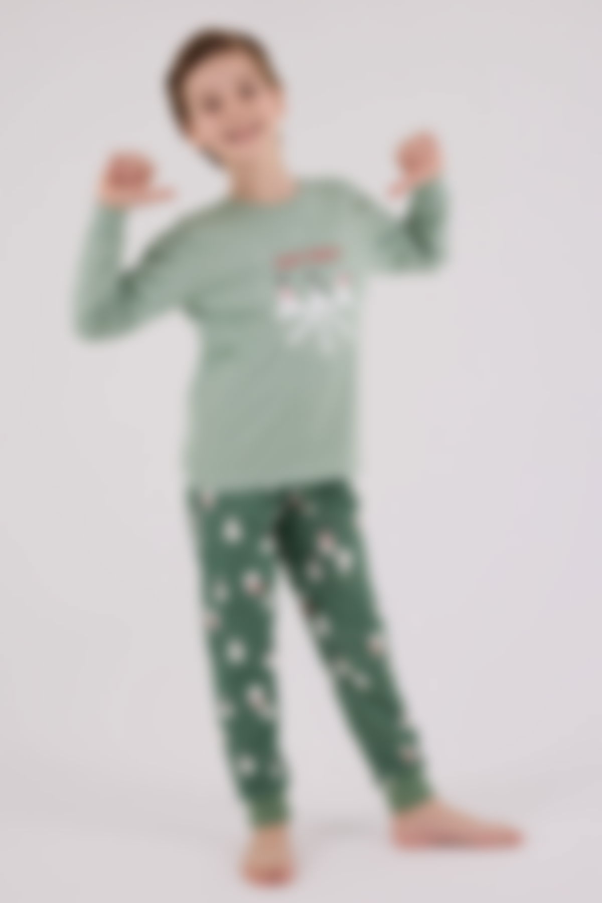 Rolypoly - Rolypoly Erkek Çocuk Yeşil Pijama Takımı