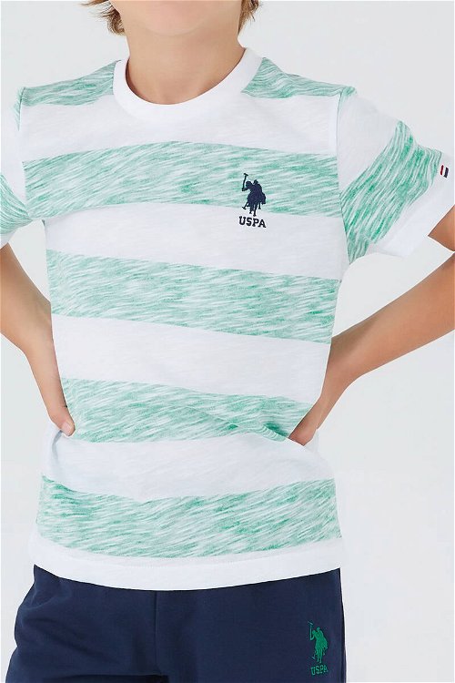 U.S. Polo Assn Stripe Pattern Çam Yeşili Erkek Çocuk Bermuda Takım