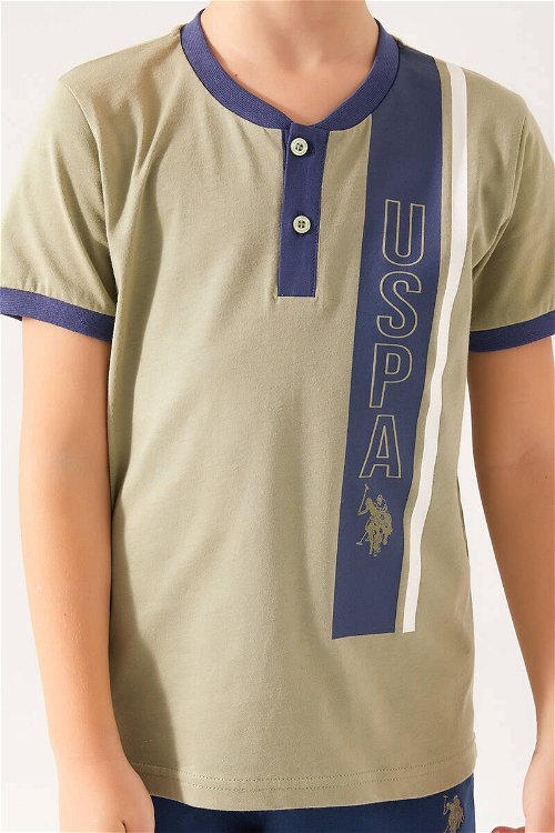 U.S. Polo Assn Button Written Açık Haki Erkek Çocuk Bermuda Takım