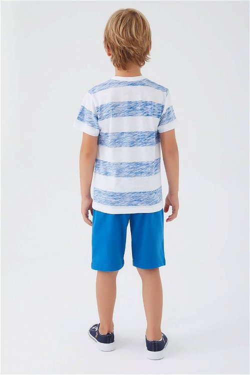U.S. Polo Assn Stripe Pattern Mavi Erkek Çocuk Bermuda Takım