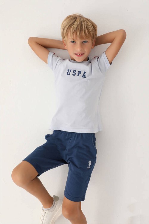 U.S. Polo Assn Lisanslı With Sleeve Detail Açık Mavi Erkek Çocuk Bermuda Takım