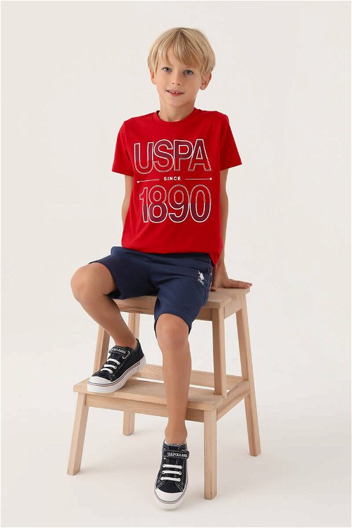 U.S. Polo Assn Lisanslı Compartmented Kırmızı Erkek Çocuk Bermuda Takım