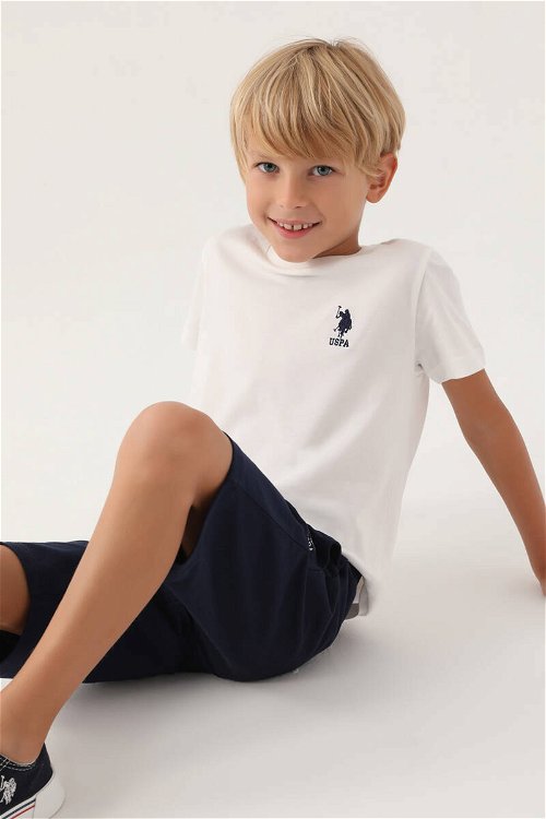 U.S. Polo Assn Lisanslı Printed Krem Erkek Çocuk Bermuda Takım