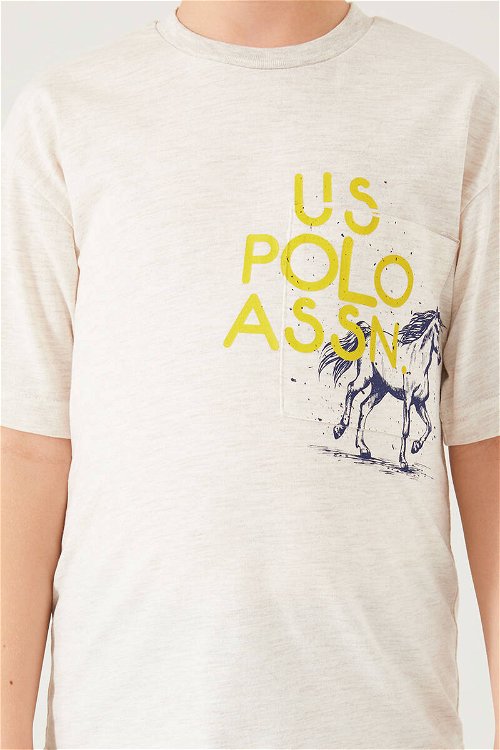 U.S. Polo Assn Horse Picture Pattern Kremmelanj Erkek Çocuk Bermuda Takım