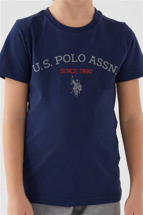 U.S. Polo Assn Stamp Grey Detail Lacivert Erkek Çocuk Bermuda Takım