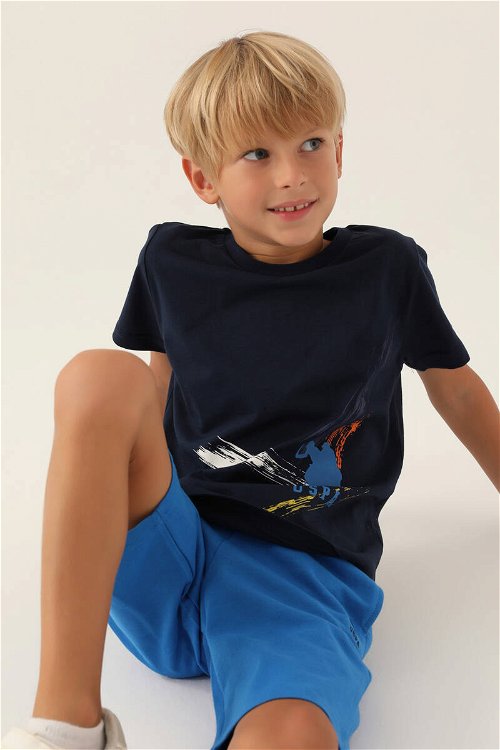 U.S. Polo Assn Lisanslı With Emblem Lacivert Erkek Çocuk Bermuda Takım