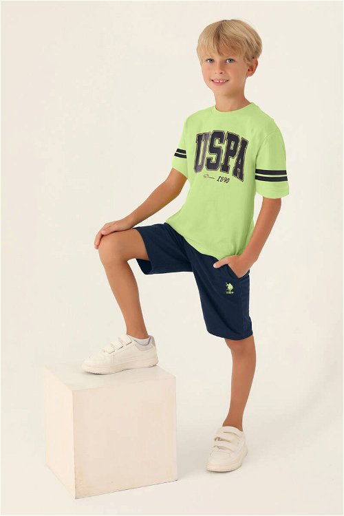 U.S. Polo Assn Lisanslı Sim Lime Erkek Çocuk Bermuda Takım