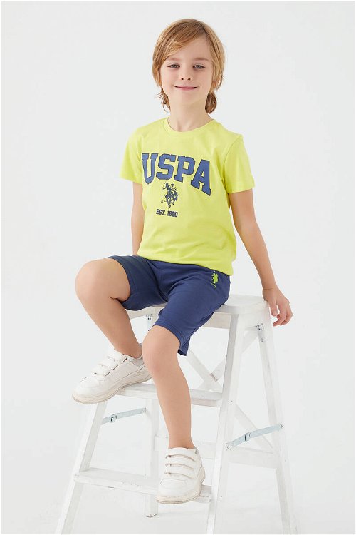 U.S. Polo Assn Light Blue Written Sarı Erkek Çocuk Bermuda Takım