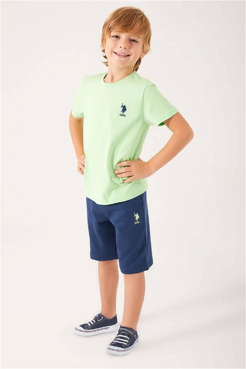 U.S. Polo Assn Natural Soft Parlak Yeşil Erkek Çocuk Bermuda Takım