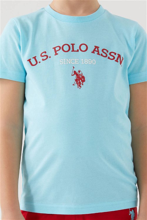 U.S. Polo Assn Stamp Grey Detail Mavi Erkek Çocuk Bermuda Takım