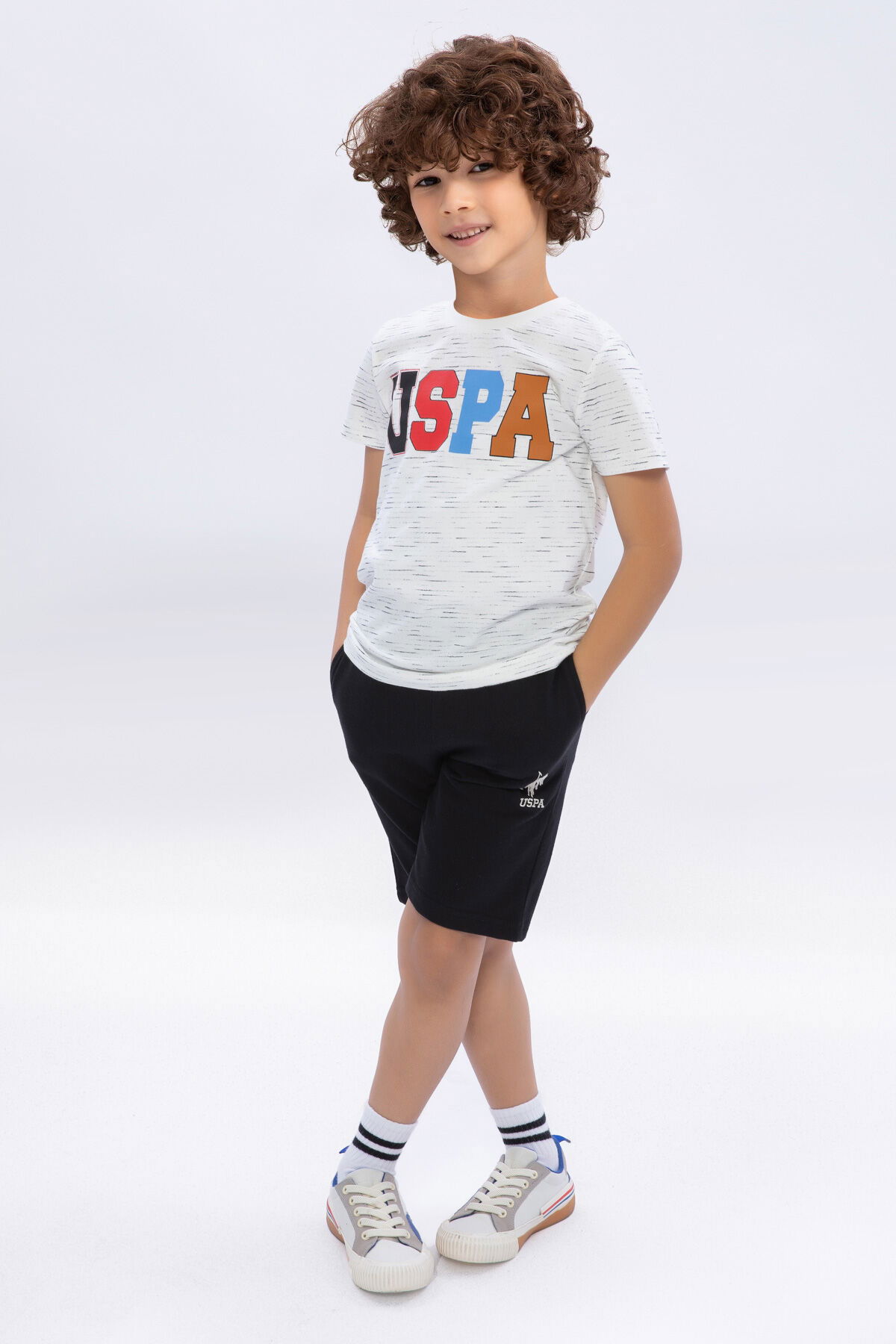 U.S. Polo Assn - U.S. Polo Assn Kids Erkek Çocuk Krem Bermuda Takım