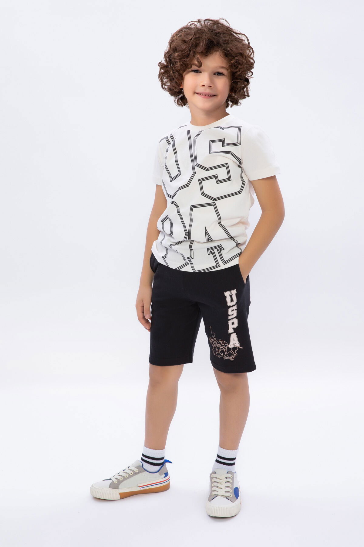 U.S. Polo Assn - U.S. Polo Assn Kids Erkek Çocuk Kahverengi Bermuda Takım