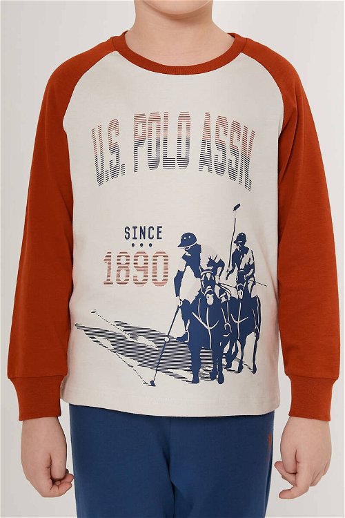 U.S. Polo Assn Cools Men Beyaz Erkek Çocuk Uzun Kol Pijama Takım