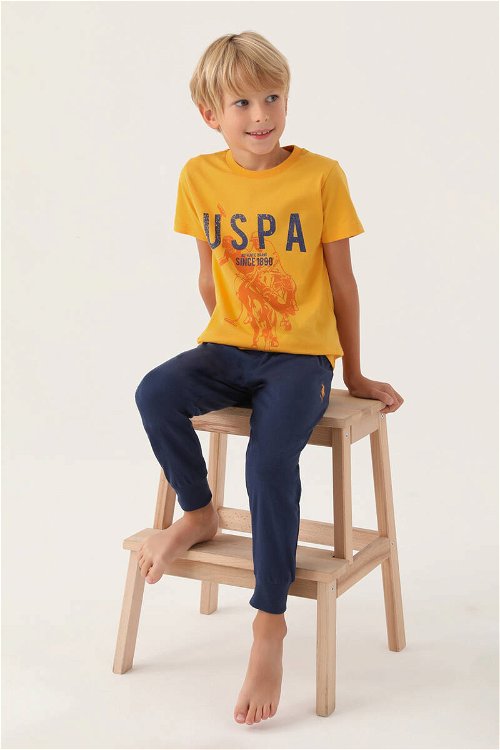 U.S. Polo Assn Lisanslı Hat Hardal Erkek Çocuk Pijama Takımı